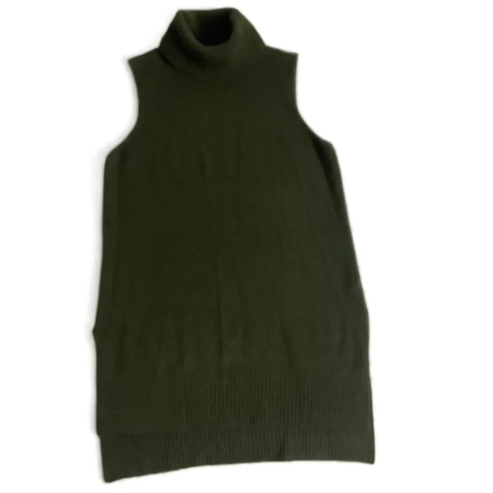 Cynthia Rowley Olive Green Sleeveless Turtleneck Sweater